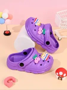 Summer New Pure Color Holey Shoes Eva Slippers, Cherry Cake Decoration Birthday Gift, Cute Thick Sole Anti-Slip Breathable Comfortable Lightweight Child Shoes
