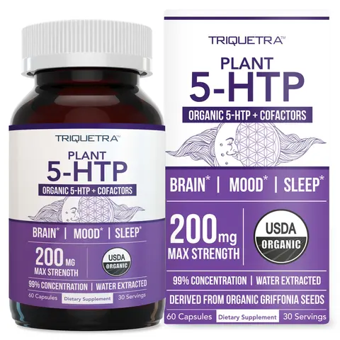 Plant 5-HTP 200 mg, 99% 5HTP Plus Cofactor Vitamin B6 & Lion’s Mane | Water Extracted from Organic Griffonia Seeds | Supports Mood, Cognition & Sleep