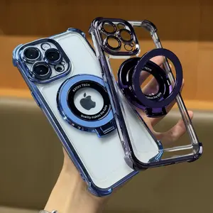 For iPhone 11 12 13 14 15 16 Pro Max Plus X XS XR XSMAX iPhone Case Ring Stand Case Plating Clear TPU Case for Phone CaseHigh Quality Clear Case
