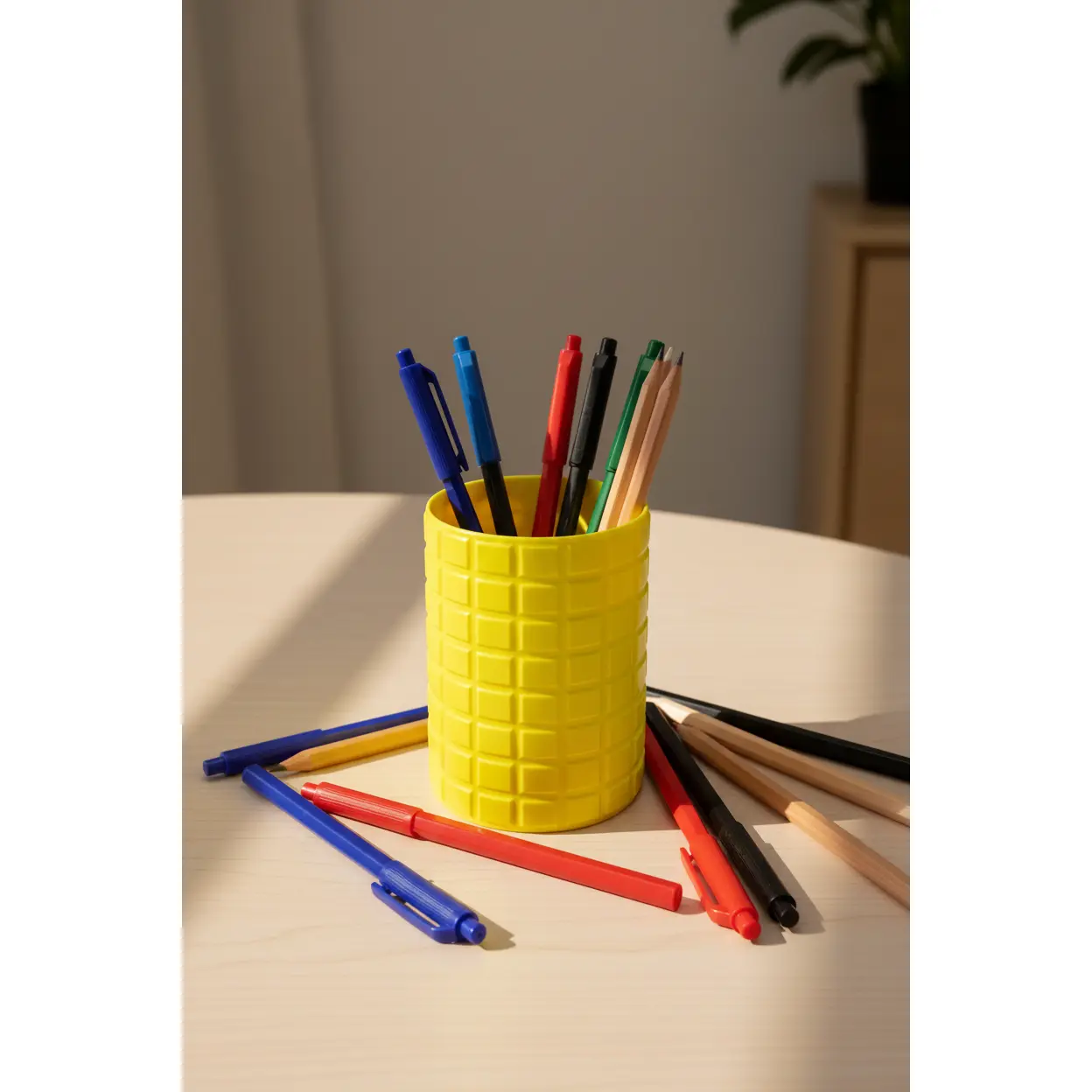 Reverse Grid Grid Pattern Pencil Pot