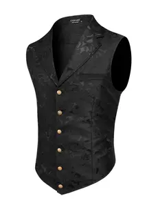 COOFANDY Mens Suit Vest Paisley Floral Victorian Vests Gothic Steampunk Formal Waistcoat Tuxedo Vests with Notched Lapels