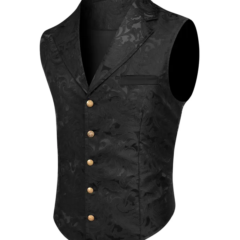 COOFANDY Mens Suit Vest Paisley Floral Victorian Vests Gothic Steampunk Formal Waistcoat Tuxedo Vests with Notched Lapels