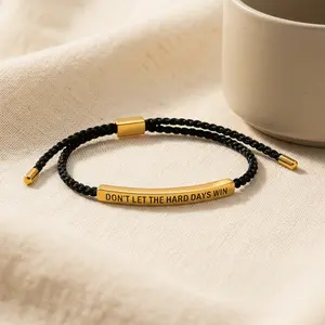 Motivational Affirmation Bracelet, Don't Let Hard Days Win, Waterproof Stainless Steel Bar, Resilience Gift For Friends & Family, TikTok Viral Jewelry -YY0