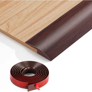 Floor Transition Strip Self Adhesive Carpet & Flooring Transitions Edging Trim Strip Vinyl Threshold Strip Suitable for Threshold Height Within 5mm (118inch, Deep Brown Wood Grain)