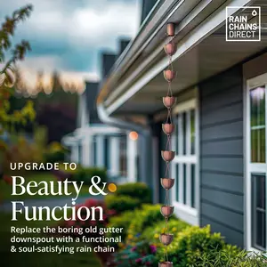 Rain Chains Direct Rain Chain for Gutters - 8.5 Feet, 100% Pure Copper, Downspout Rain Chain, Manufacturer Warranty