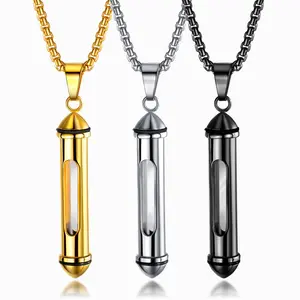 Jewelry Personality Cylinder Open Perfume Bottle Pendant Urn Memorial Necklace