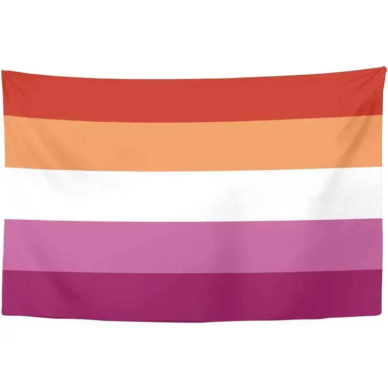 Lesbian Pride Flag Tapestry, 40x60 In Lightweight Printed Polyester Wall Hanging, Decorative Backdrop for Bedroom Dorm Wedding Home Decor Banner, Peach