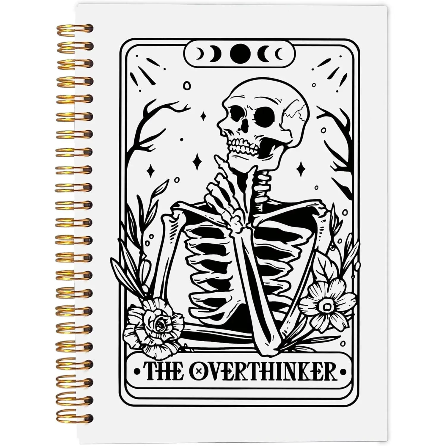 the Overthinker Tarot Card Notebook Journal, Gothic Goth Skull Notebook Journal, Witchy Journal, Goth Office Supplies, Witchy Stuff Spiral Notebook 5.5x8.3