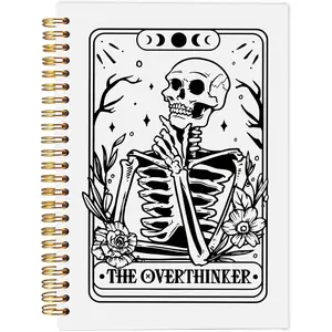 the Overthinker Tarot Card Notebook Journal, Gothic Goth Skull Notebook Journal, Witchy Journal, Goth Office Supplies, Witchy Stuff Spiral Notebook 5.5x8.3