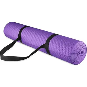 All Purpose 1/4-Inch High Density Anti-Tear Exercise Yoga Mat with Carrying Strap with Optional Yoga Blocks, Multiple Colors