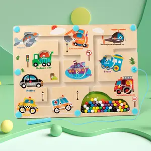 Magnetic Pen Maze Game Toy with Wood Bead Walking, Magnetic Suction, Ages 3-6 Focus Boost & Interactive Play Early Education Training Toy