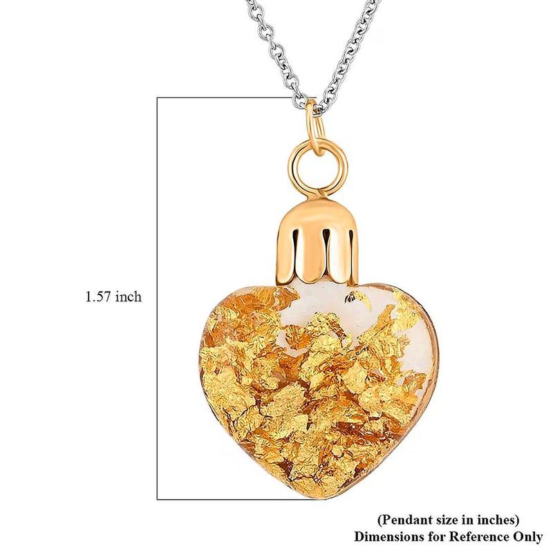 22K Gold Fortuna Heart Pendant Necklace in ION Plated Yellow Gold and Stainless Steel 20 Inches Christmas Gifts