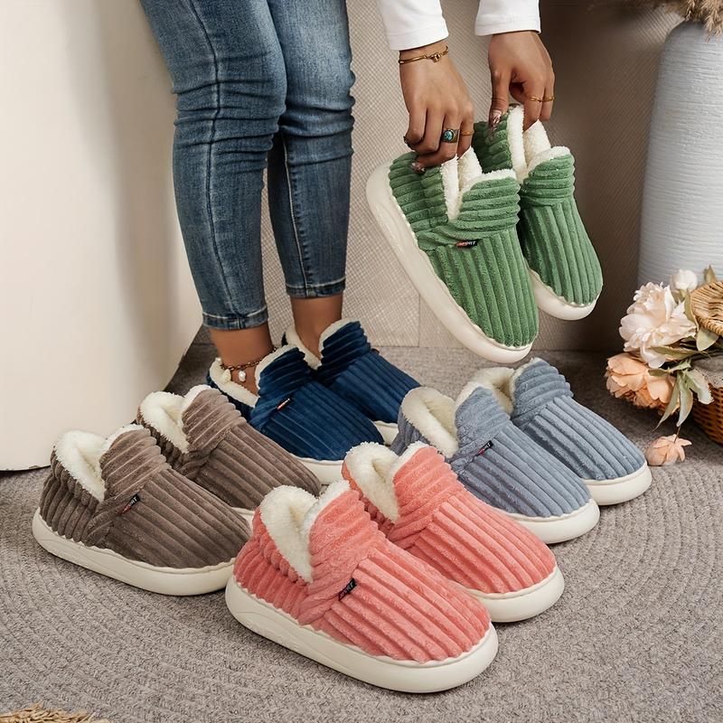 Thermal Solid Color Winter Slippers, Super Soft Slip On Flatform House ...
