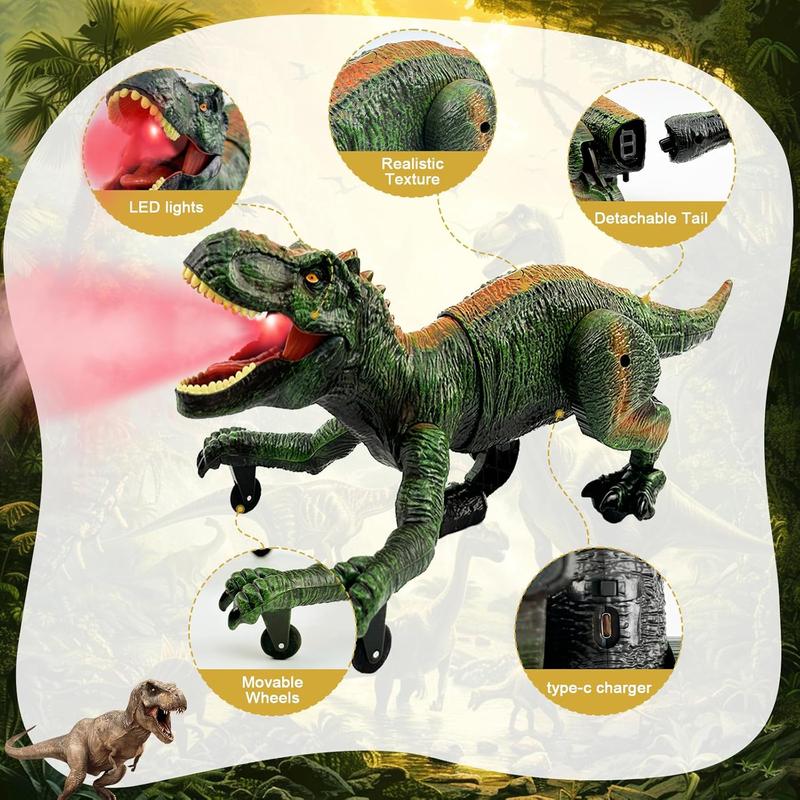 Remote Control Dinosaur for Boys 4-7, Robot Dinosaur Toys for Kids 5-7, rc Dinosaur with Realistic Legs & Spray Stream,Remote Dinosaur Toys for Kids3 4 5 6 7 Year Old boy Birthday Gift (Green)