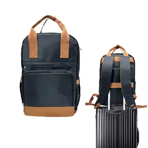 Contrasting Backpack, Backpack Purse for Women Men Laptop Backpack, Faux Leather Travel Work Backpack Teacher Bookbag fits 16.5" Laptop,Waterproof, With Double Handles on the Top, Suitable for Daily Commuting Made Polyester Material,