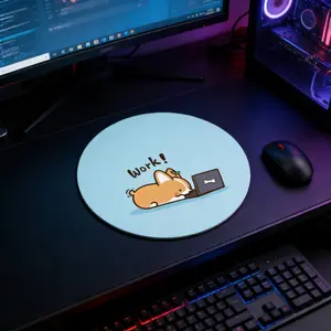Cute Cartoon Round Mouse Pad with Non-Slip Rubber Base, Computer Gaming Mouse Mat, Small Desktop Pad for Girls and Ladies, 7.87 Inches