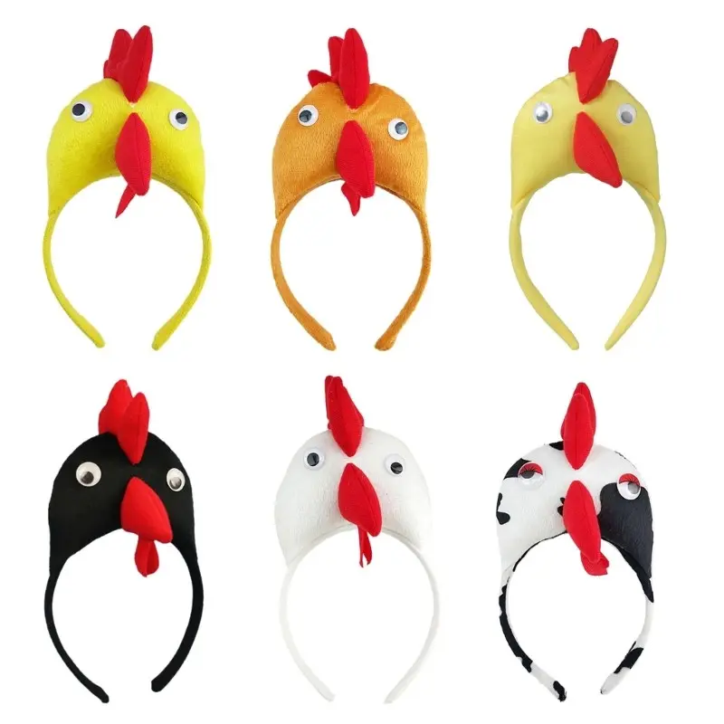 2 Pcs 3D Rooster Hairbands, Easter Chicken Headpieces, Animal Theme Party Accessories, Halloween Christmas Decorations, Role Play Cosplay Props