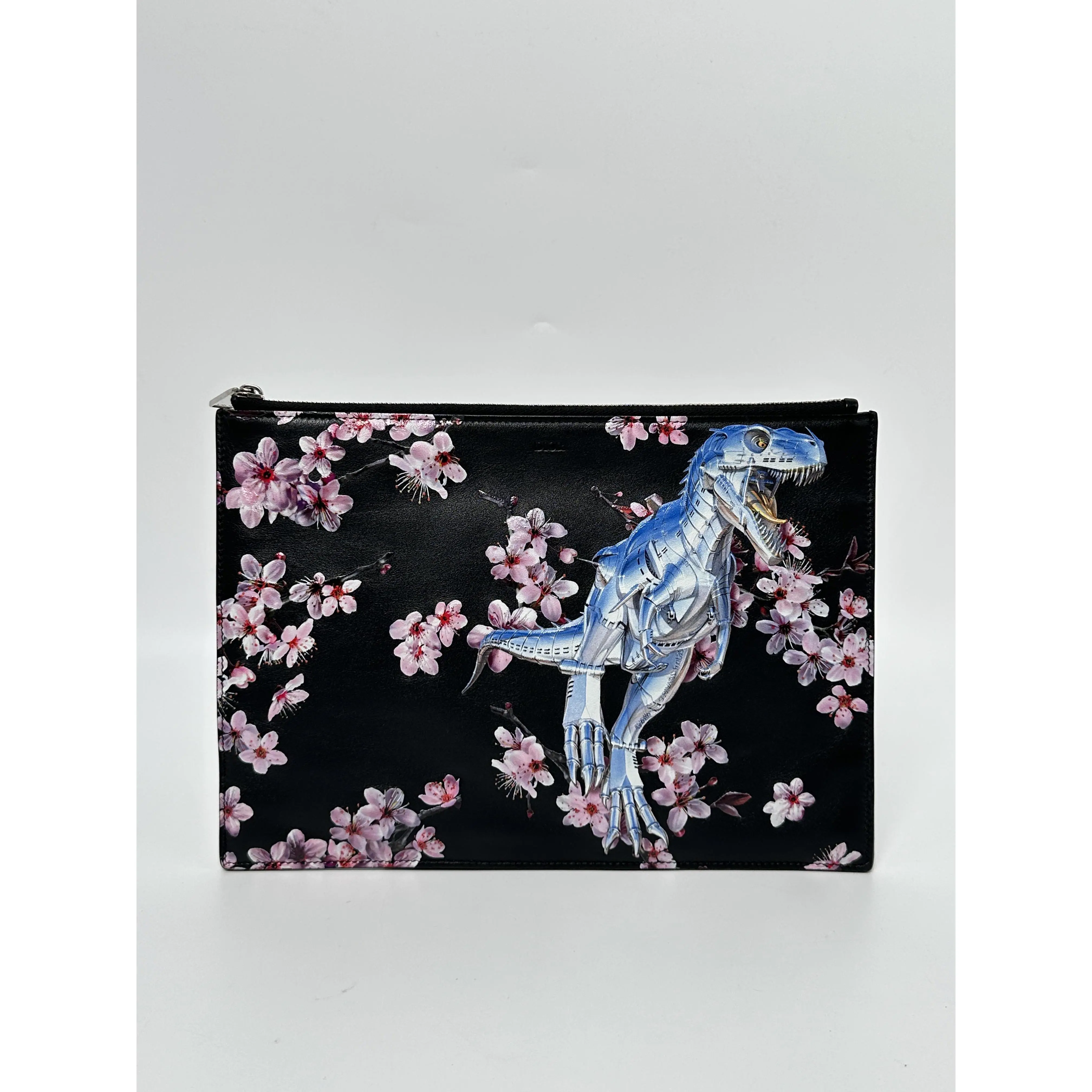 Pre-owned Dior leather Clutches & Wristlets Christian x Hajime Sorayama Cherry Blossom Dinosaur Pouch JD805DR
