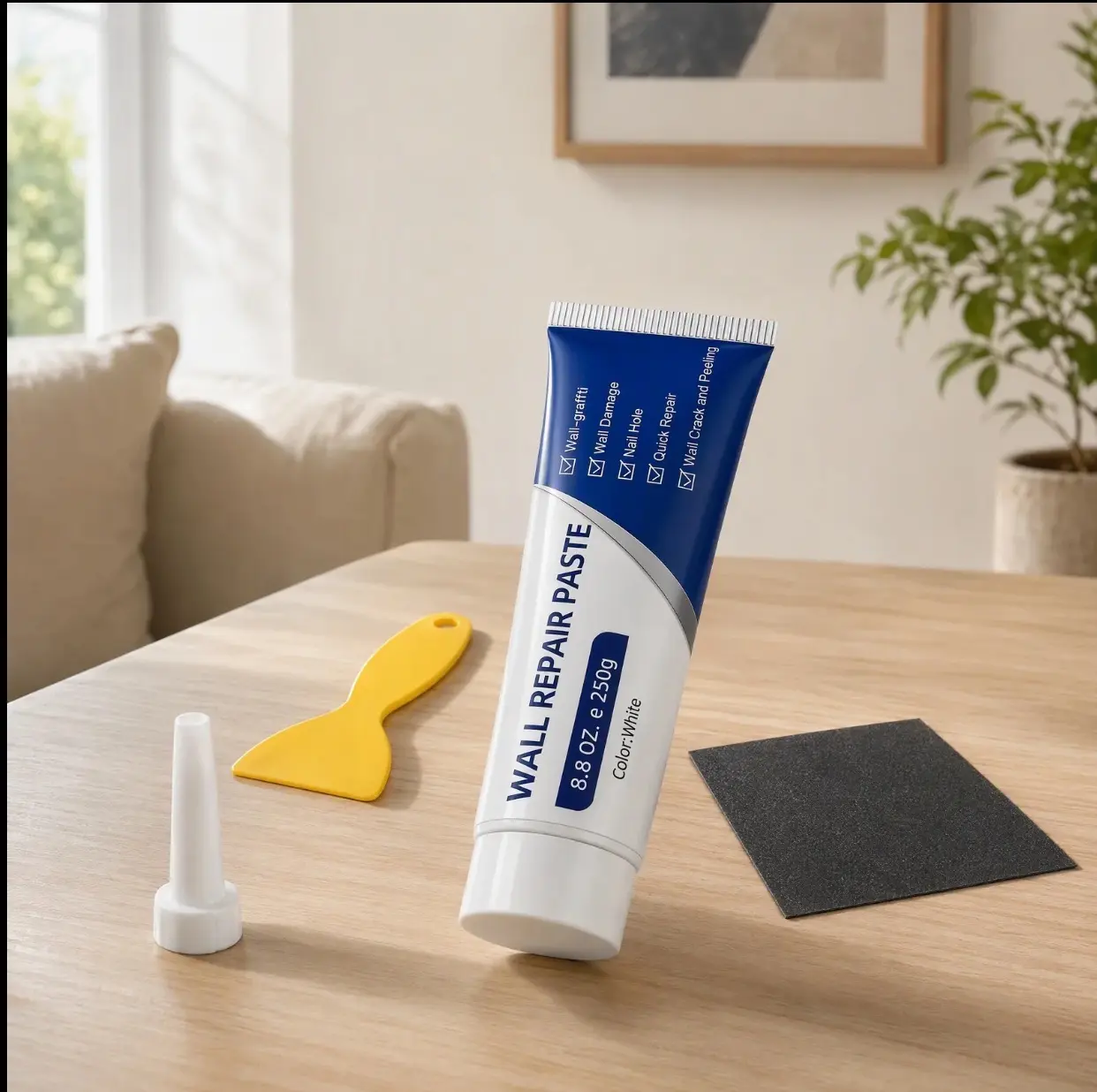 250g Drywall Repair Kit, Wall Spackle Paste for Holes Cracks Scratches, Fast Drying Waterproof Strong Adhesive Wall Filler, Indoor DIY White Wall Repair Paste sohochic