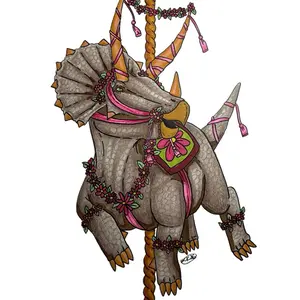 Carousel Triceratops Art Print