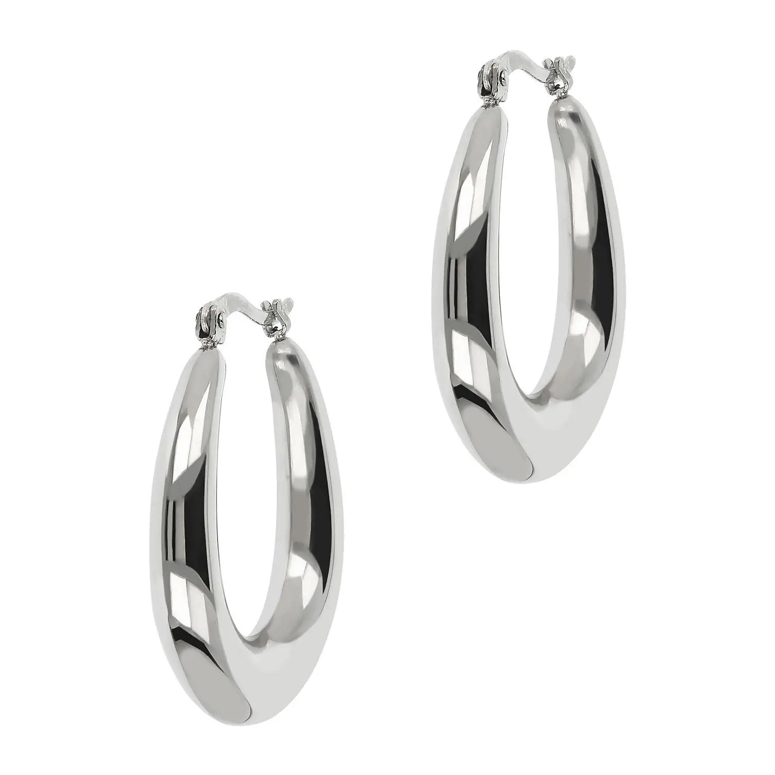 Steel by Design Polished Oval Hoop Earrings