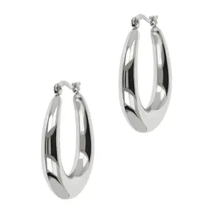 Steel by Design Polished Oval Hoop Earrings