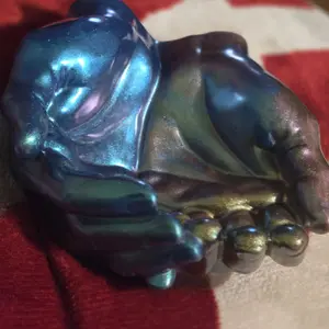 Iridescent Hand Bowl – Resin Catchall for Keys, Candy, or Crystals