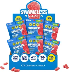 Shameless Snacks Red Raspberry Sour Scouts - Sour Candy & Fruit Snacks, Raspberry Gummy Candy, Keto Snacks in Bulk, 3g Sugar Gluten Free Vegan for Adults