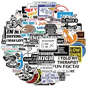 Funny Sticker, 50pcs/set Waterproof Self Adhesive Decor Paper, Decor Sticker for Gift Greeting Card Water Bottle Laptop Phone, Cases