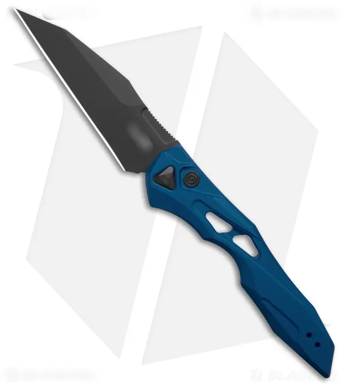 Kershaw Launch 13 Style Folding Pocket Cutter, Blue Aluminum Handle, 3.5 Inch Black Blade EDC Outdoor Cutting Tool