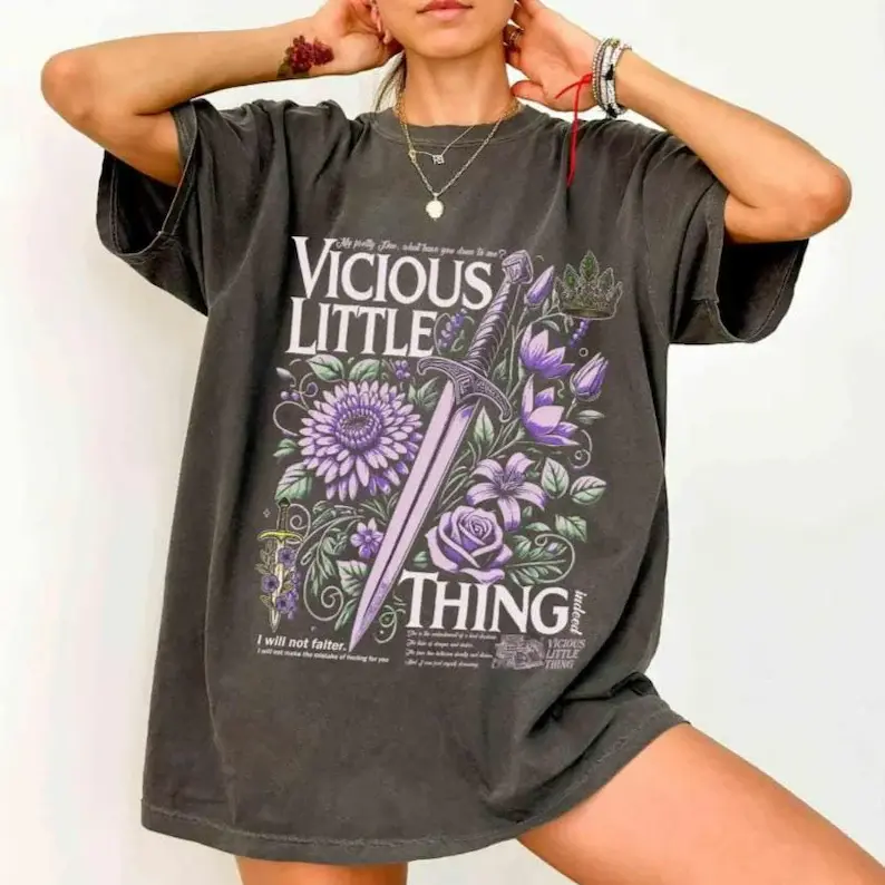 Fantasy Bookish T-Shirt: Powerless Vicious Colors Tee T-Shirt - Washed Black Punk Grunge Streetwear Top, Anime-Inspired Badass Alternative Unisex Halloween Gift, Soccer Streetwear Tee