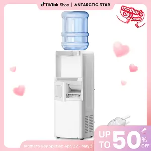 Antarctic Star 3-in-1 Hot and Cold Water Cooler Chiller System Dispenser with Built-in Ice Maker, for 3 to 5 Gallon Bottle Water Dispenser，with Child Safety Lock，White tiktokshopspringglowup