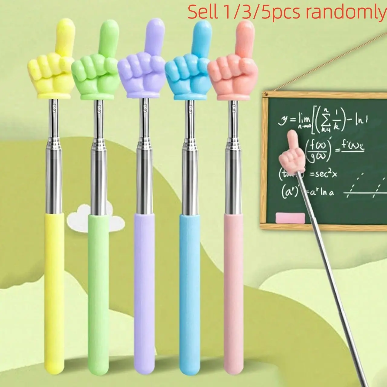 1/3/5 Pcs Random Color Extendable Teacher Pointer Sticks, Finger Shape for Classroom Whiteboard Demonstrations, Durable and Portable, Classroom Supplies, Office Accessories