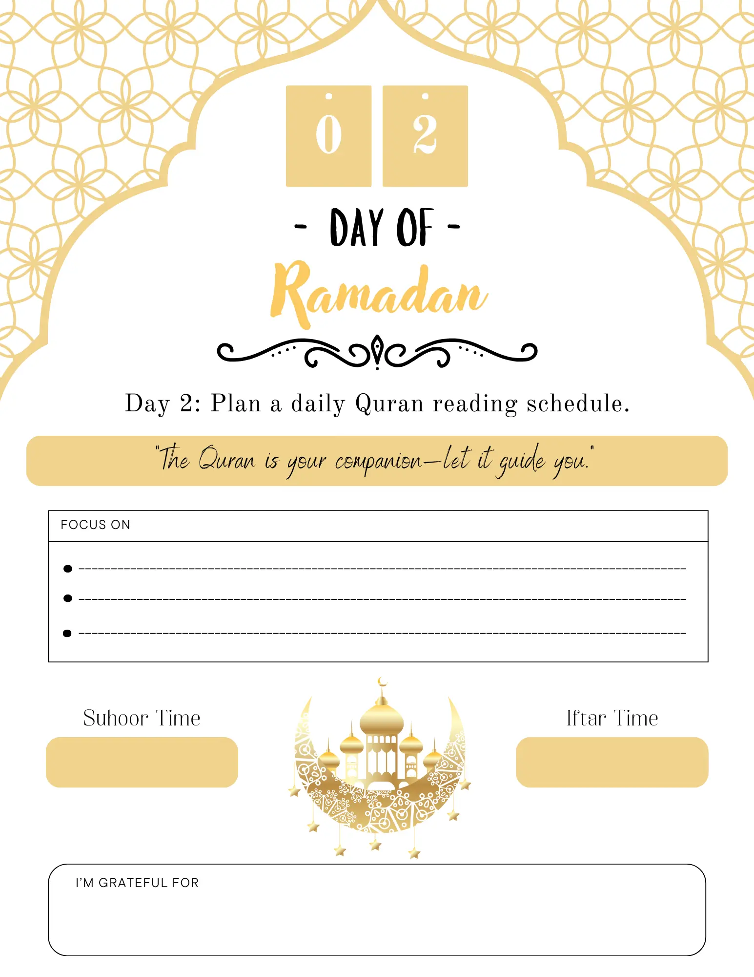 Ramadan Calendar - 30-Day Calendar Start Your Ramadan With Intention