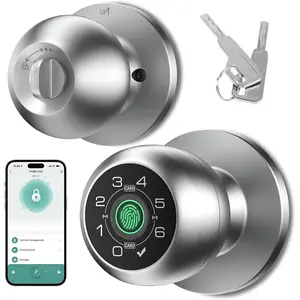 Fingerprint  Door Knob with Fingerprint & Keypad, App Controlled Biometric Keyless Entry Door Lock for Bedroom, Storage Room, Apartment,Office, Hotel ()-HL-8