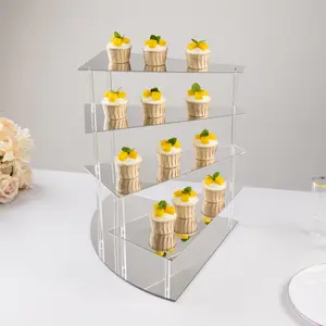 4-Tier Acrylic Cupcake Display Stand 17" Silver