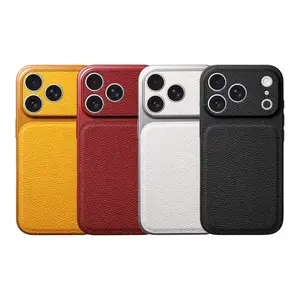 UPTECH 1 Soft Grain Leather Phone Case – Full Camera Protection, Slim Protective Cover, Shockproof, Anti-Scratch, Soft Grip for iPhone 14, 15, 16 & 17 Series – Black Yellow Red White