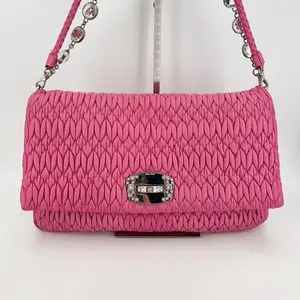 Pre-owned miu miu leather Shoulder Bags Pink Nappa Crystal Handbag