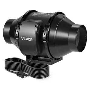 VEVOR Inline Duct Fan, 4 in Quiet Inline Exhaust Fan, 180 CFM Powerful AC-Motor Ventilation Fans for Cooling Booster, High Air Flow, Vent Blower Fans for Indoor Grow Tents Basement Hydroponics