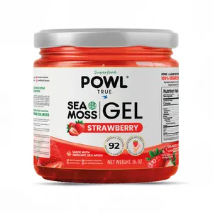 Organic Sea Moss Gel - Wildcrafted Irish Natural Superfood - Strawberry flavor. Edible Supplement Dietary Fitness Healthcare Vitamin blue  sea moss anti aging