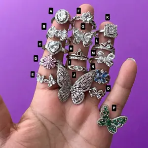 Silver Rings Stainless - Variety of Designs Including Butterfly Patterns and Numbers A to P Available
