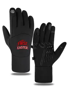 My First Easter Printed Warm Winter Gloves for Outdoor Activities and Daily Wear  Touchscreen Compatible Gloves for Adults  Perfect Gift Idea for Easter Holiday Celebration  Spring Season  Family and Loved Ones  Comfortable and Durable Design