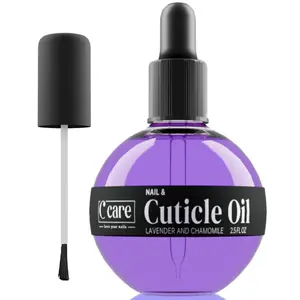 C CARE Cuticle Nail Oil (Lavender & Chamomile) - 2.5 oz Large Bottle with Dropper & Brush, Moisturizes and Strengthens Nails & Cuticles