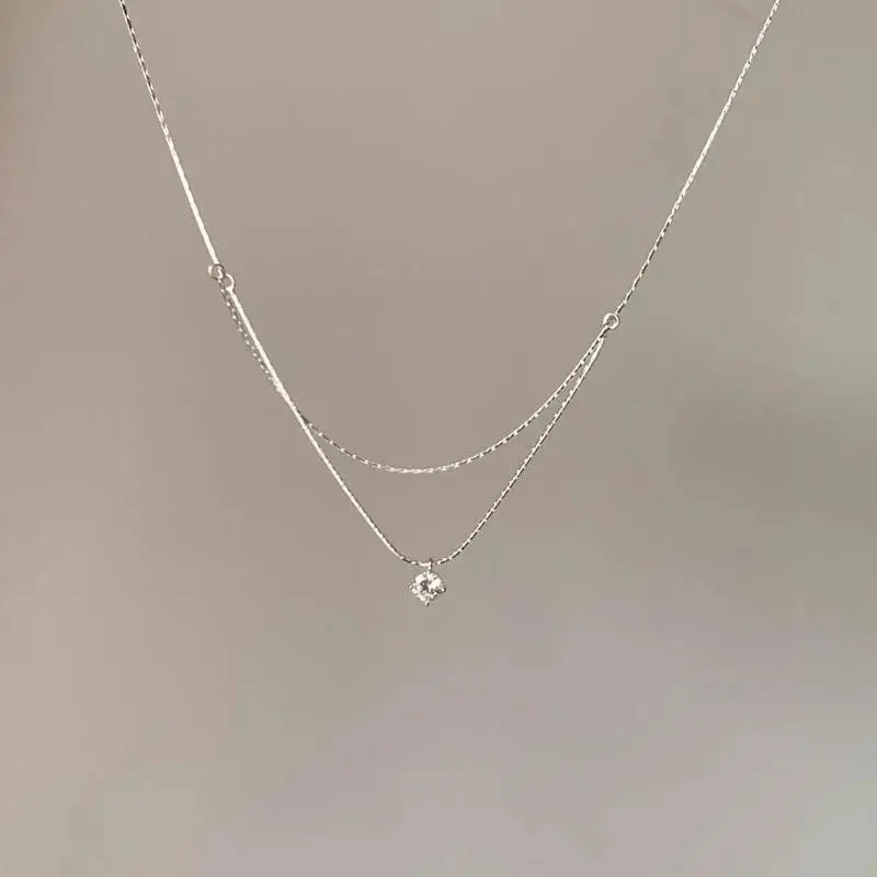 Women's New 925 Sterling Silver Double-Charm Choker Necklace, Simple-Style Pendant Jewelry, Exquisite Birthday Gift