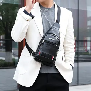 Vintage Sling Backpack for Men, Multi-Zipper Chest Bag, Lightweight Crossbody Sling Purse
