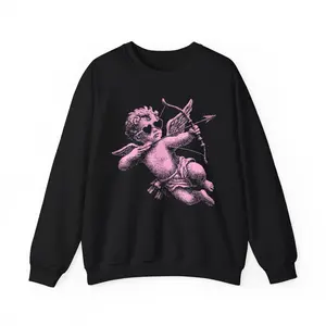 Pink Cherub Archer sweatshirt | Cupid Vintage Angel Illustration