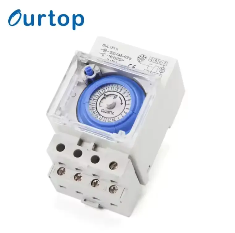 Factory Selling Mechanical Ourtop SUL181h 3 Modules DIN-rail Timer Analogue Time Switches with Battery