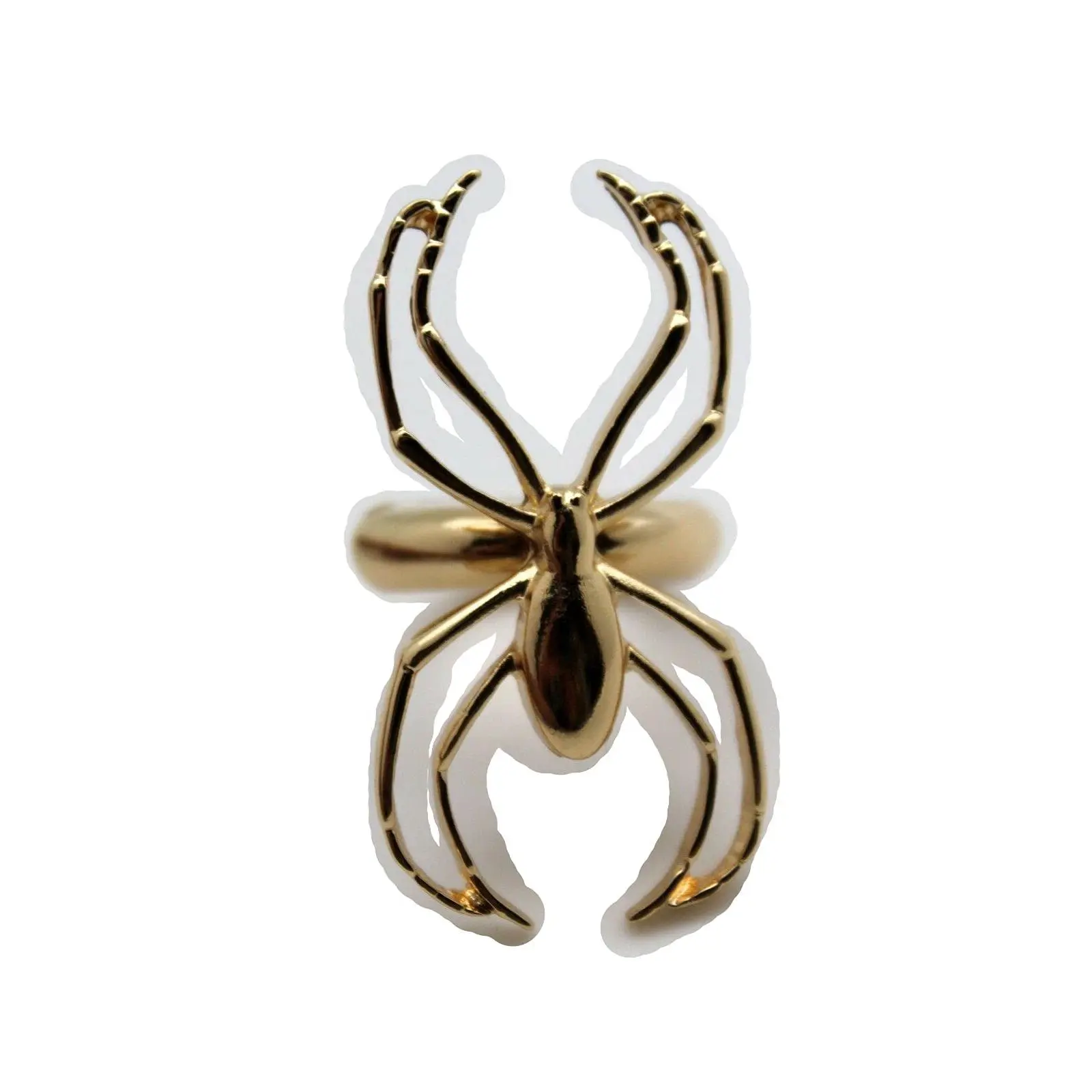 TFJ Women Ring Style Fashion Jewelry Metal Elastic Band Black Widow Spider Gold Color One Size Fits All