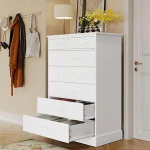 Sikaic Tall Dresser with 7 Storage Drawers White