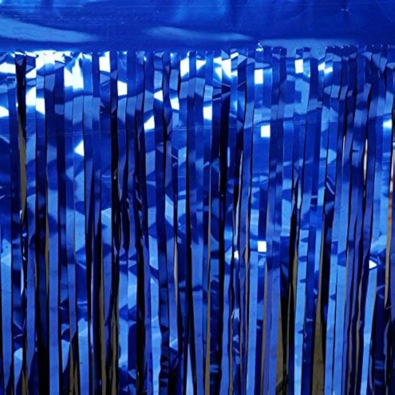 Anderson's Metallic Blue Vinyl Fringe Garland - 15in x 10ft Lightweight Shiny Decorative Trim, Halloween Decoration for Floats, Parties, Backdrops, Event Decor
